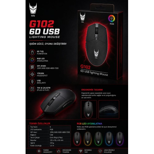 İzoly G102 6D USB Aydınlatmalı Oyuncu Mouse